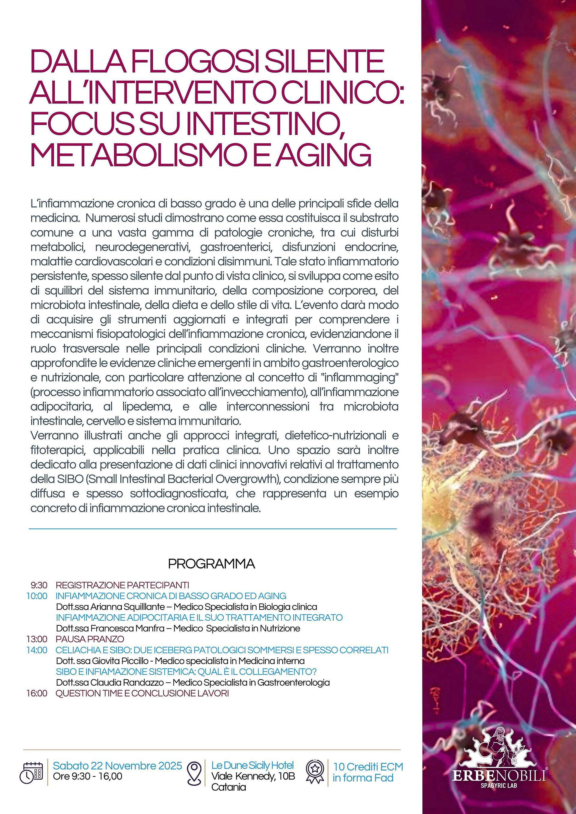 BARI - DALLA FLOGOSI SILENTE ALL’INTERVENTO CLINICO: FOCUS SU INTESTINO, METABOLISMO E AGING (copia)