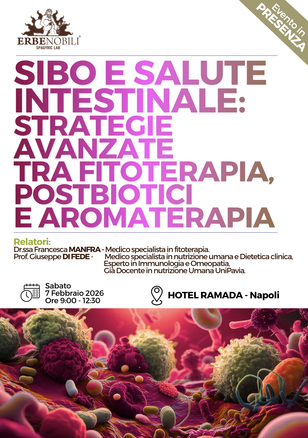 NAPOLI: SIBO E SALUTE INTESTINALE: STRATEGIE AVANZATE TRA FITOTERAPIA, POSTBIOTICI E AROMATERAPIA